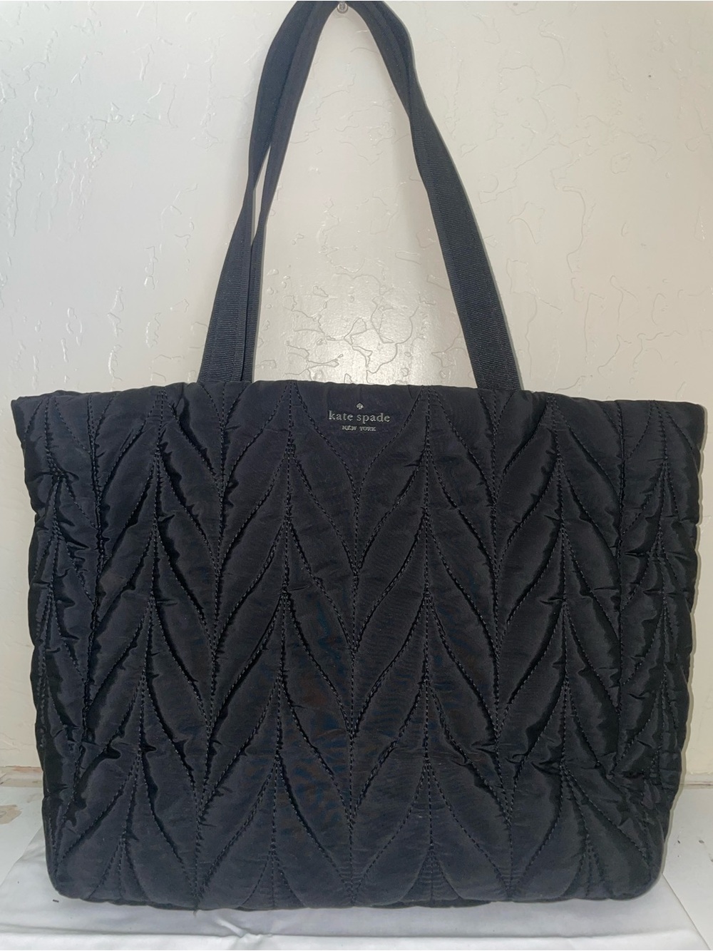 kate spade Black Quilted Leaf-Pattern Tote